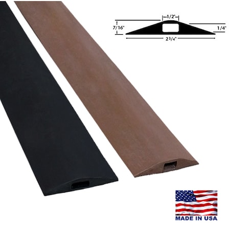Electriduct Cable Protector, 7/16 in H, 10 ft L, 2-3/4 in W, Rubber, Brown D-1-10-BN